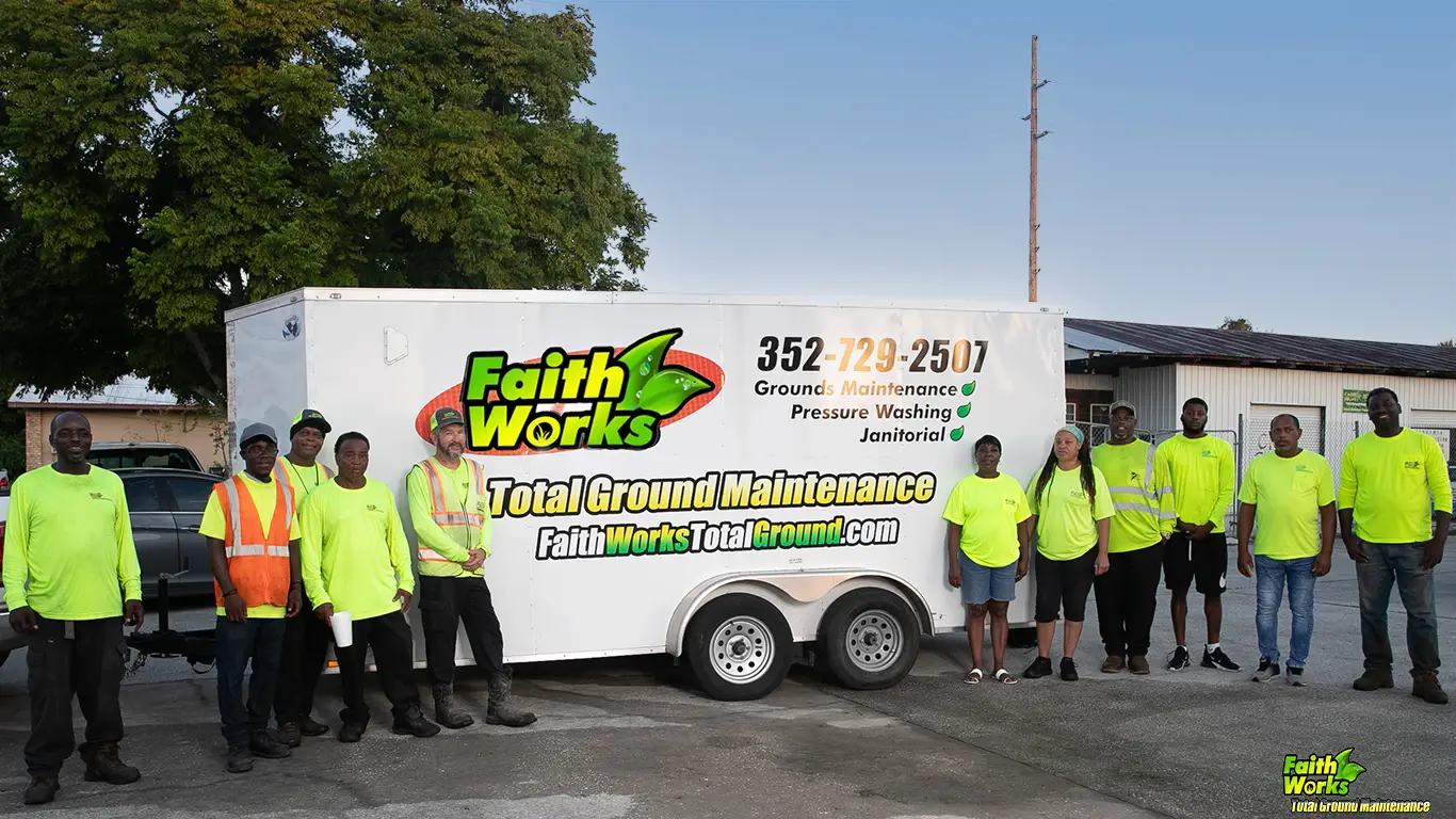 Professional mowing and Janitorial team of Faithworks in Central Florida