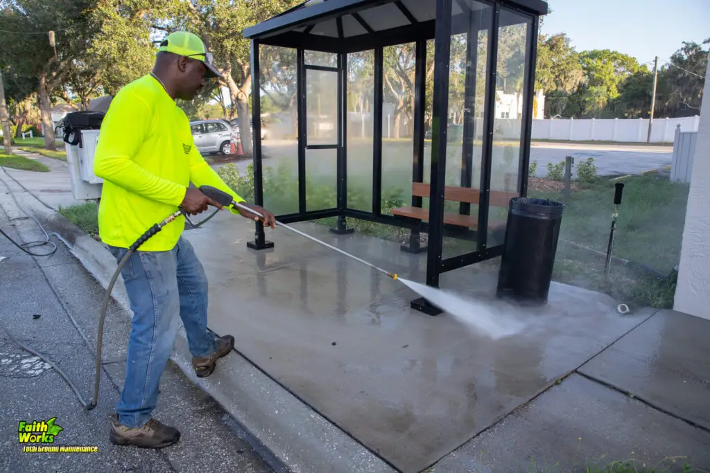 Faithworks grounds maintenance team serving a commercial property